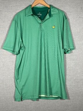 Masters Tech Golf Polo Shirt Men Large L Green Grid Augusta National Logo